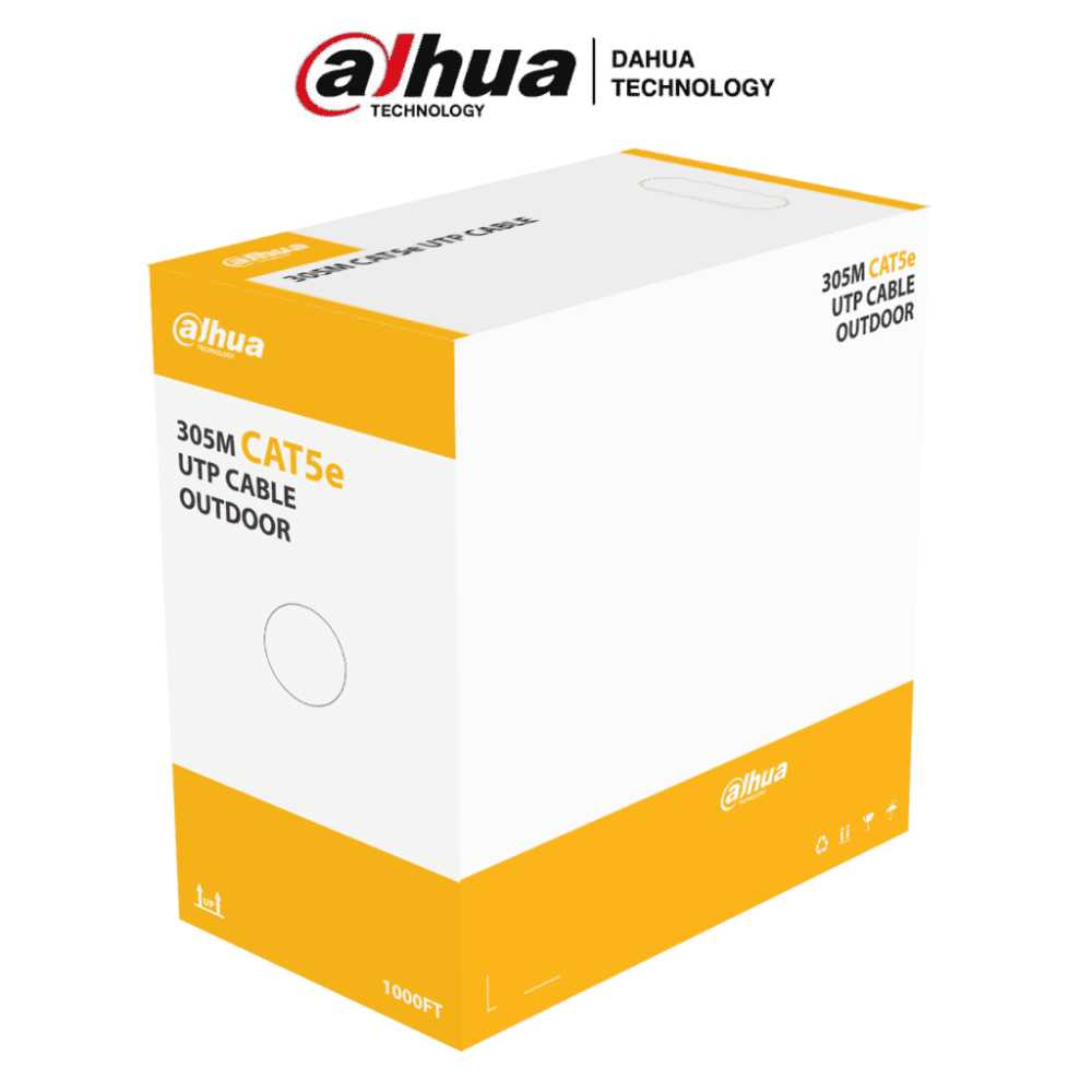 DAHUA PFM920-5EU - BOBINA DE CABLE UTP PARA EXTERIOR CAT5E / 100 COBRE / 305 METROS / COLOR NEGRO / CUBIERTA EXTERIOR MDPE / CUMPLE CON ESTANDARES ANSI/TIA 568-C2 / RETARDANTE DE LLAMA / ROHS DHT2640009 - DHT2640009