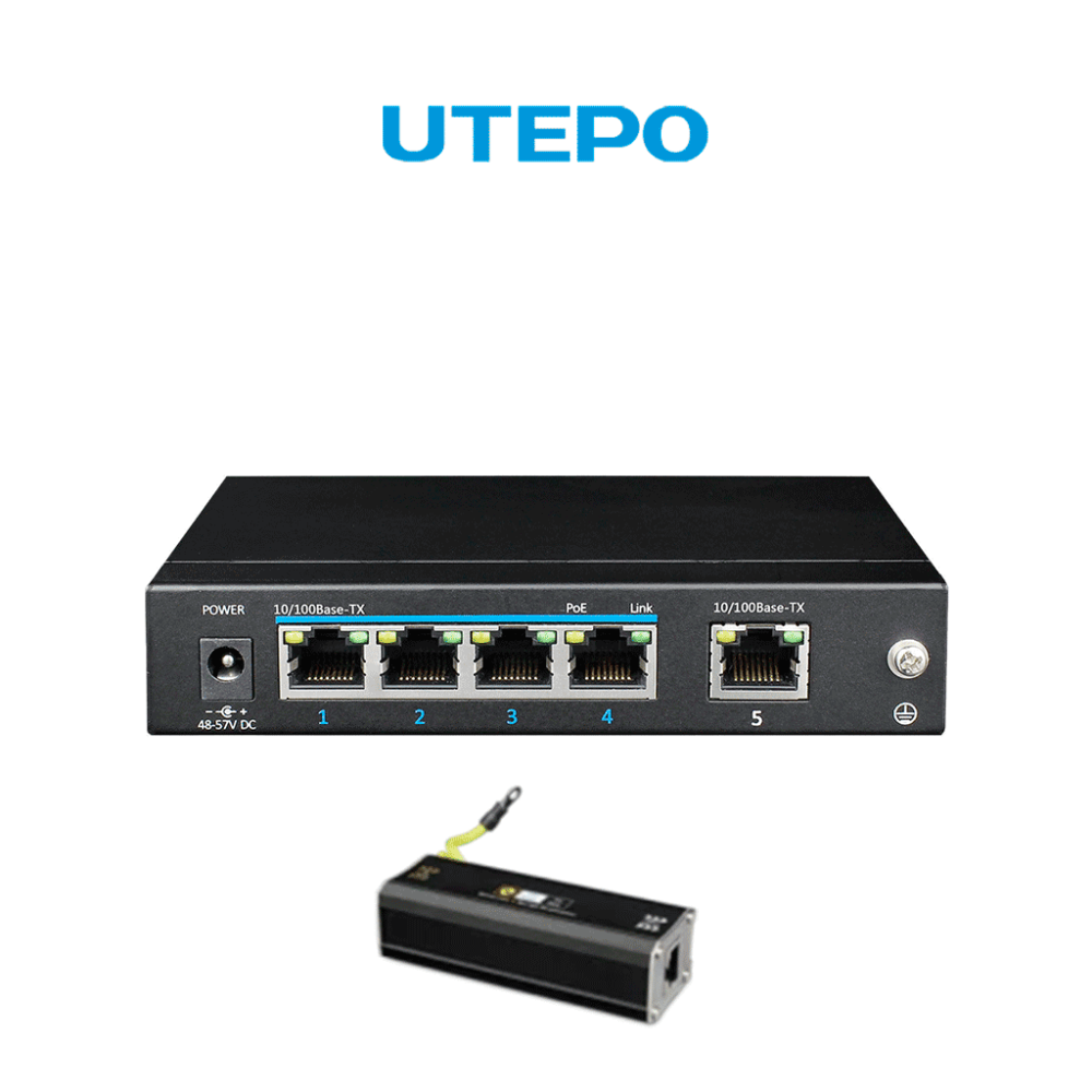 UGC4550001 UTEPO KIT- Switch UTEPO PoE de 5 puertos Fast Ethernet 4 ...