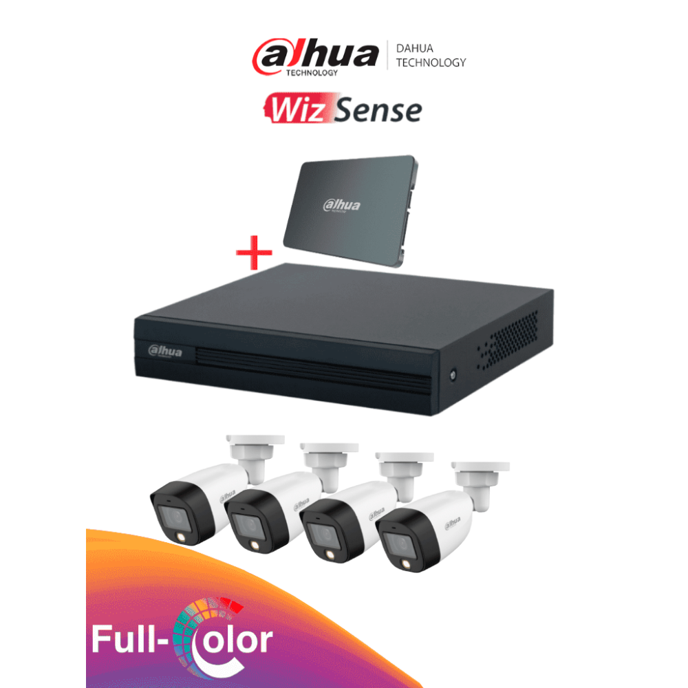 DHT0250023 DAHUA DAHUA KIT/XVR1B04-I-SSD512G4HFW1209 - Kit FullColor de 4 Canales con