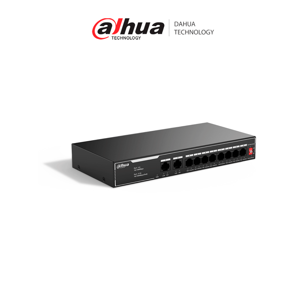DHT3720049 DAHUA DAHUA SF1010LP - Switch PoE de 10 Puertos Fast Ethernet/ 8 Puertos P